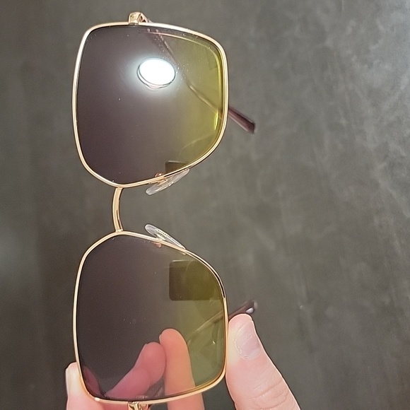 VOGUE Eyewear Cat Eye Yellow Gradient Violet Lenses Rose Gold Frame Sunglasses - Picture 12 of 16